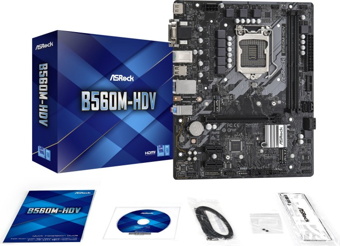ASRock B560M-HDV - Motherboard - micro ATX - LGA1200-Sockel - B560 Chipsatz - USB 3.2 Gen 1 - Gigabit LAN - Onboard-Grafik (CPU erforderlich)