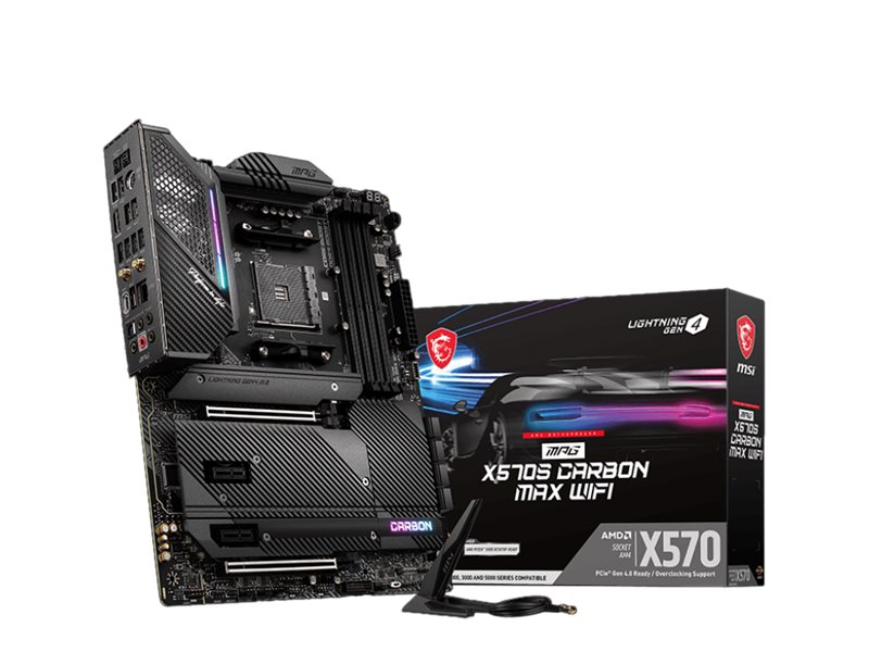 MSI MPG X570S CARBON MAX WIFI - Motherboard - ATX - Socket AM4 - AMD X570 Chipsatz - USB-C Gen2, USB 3.2 Gen 1, USB 3.2 Gen 2 - 2.5 Gigabit LAN, Wi-Fi, Bluetooth - Onboard-Grafik (CPU erforderlich)