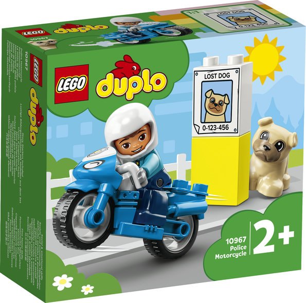 LEGO 10967 DUPLO Polizeimotorrad, Polizei-Spielzeug für Kleinkinder ab 2 Jahre, ideales Motorikspielzeug für Babys, Spielzeug-Motorrad