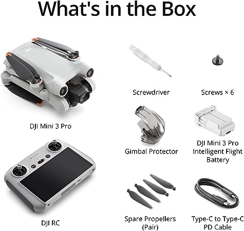 DJI Mini 3 Pro mit DJI Smart Control – Leichte und faltbare Kameradrohne mit 4K/60fps Videos, 48 MP Fotos, 34 Minuten Flugzeit, Hindernisvermeidung in 3 Richtungen