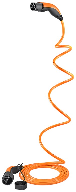 Selbstaufrollendes Ladekabel Typ 2, bis zu 7,4 kW, 5 m, orange Selbstaufrollendes Ladekabel Typ 2, bis zu 7,4 kW, 5 m, orange