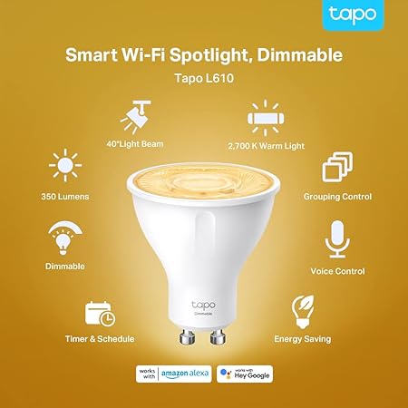 TP-LINK Tapo L610 - LED-Spot-Glühbirne - GU10 - 2.9 W (Entsprechung 50 W) TP-LINK Tapo L610 - LED-Spot-Glühbirne - GU10 - 2.9 W (Entsprechung 50 W)