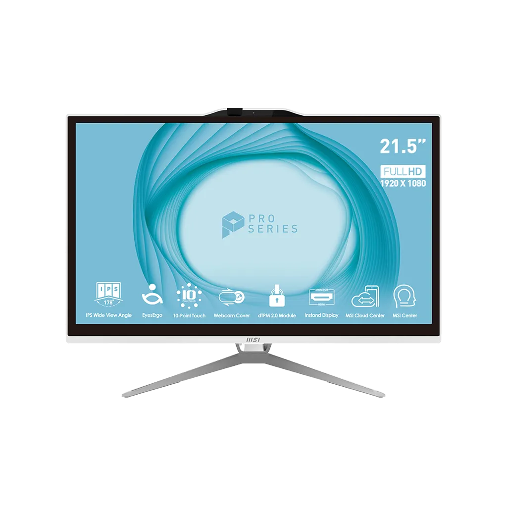 MSI PRO AP222T 13M-221DE All-in-One 54.6 cm (21.5") FHD Display, Intel Pentium G7400, 4GB RAM, 128GB SSD, Intel UHD Grafik, Windows 11 Pro