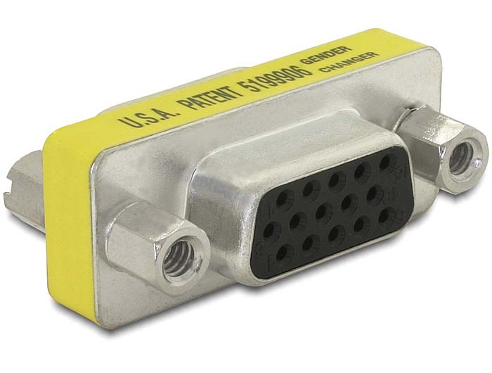 DeLOCK Adapter Gender Changer VGA female-female Sub-D 15 Gelb