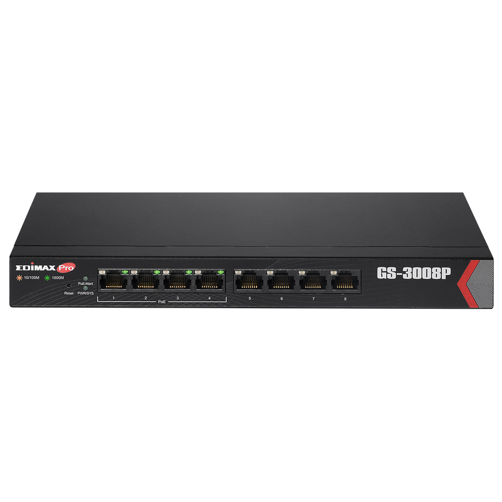 Edimax GS-3008P Netzwerk-Switch Managed Gigabit Ethernet (10/100/1000) Power over Ethernet (PoE) Schwarz