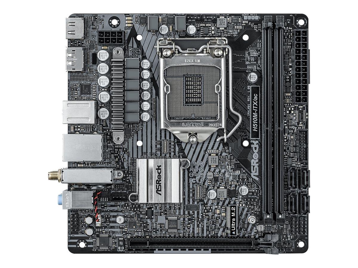 ASRock H510M-ITX/ac - Motherboard - Mini-ITX - LGA1200-Sockel - H510 Chipsatz - USB 3.2 Gen 1 - Gigabit LAN, Wi-Fi, Bluetooth - Onboard-Grafik (CPU erforderlich)