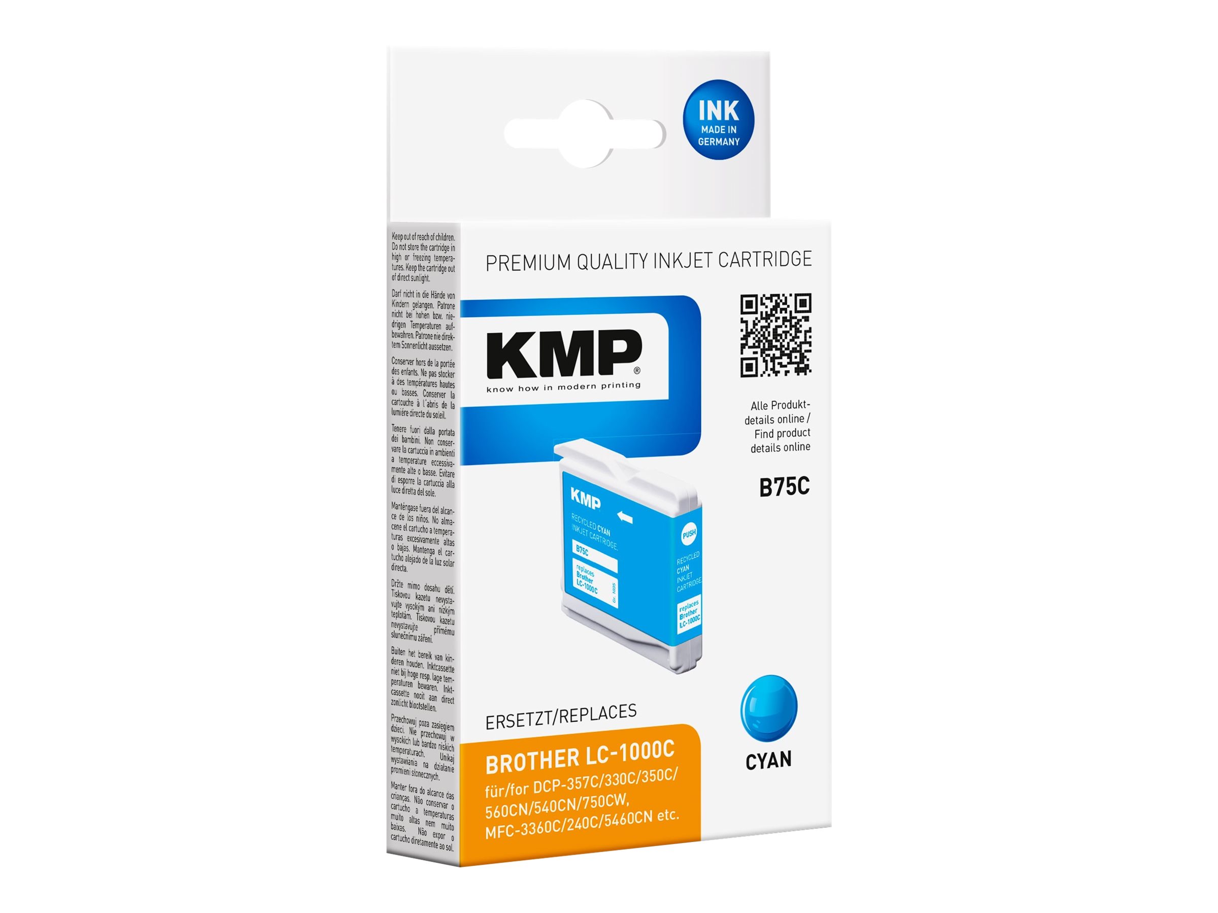 KMP B75C - 5.6 ml - Cyan - kompatibel - Tintenpatrone (Alternative zu: Brother LC1000C) KMP B75C - 5.6 ml - Cyan - kompatibel - Tintenpatrone (Alternative zu: Brother LC1000C)