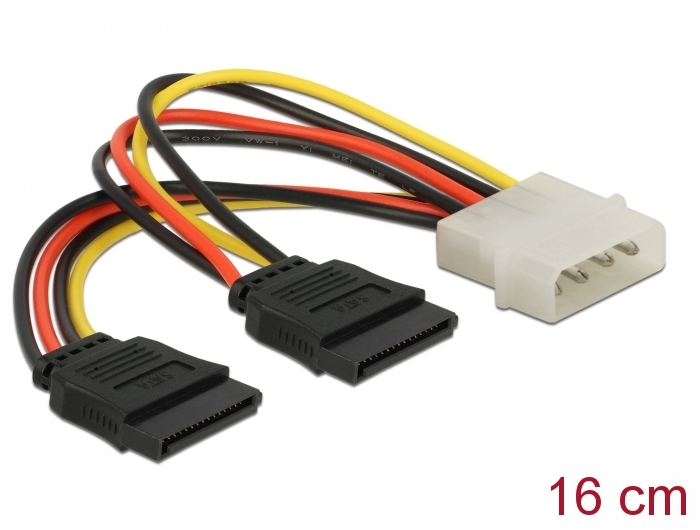 DeLOCK Cable Power SATA HDD 2x > 4pin male 0,112 m