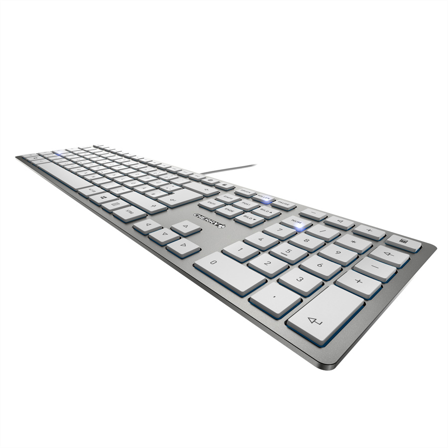 CHERRY KC 6000 SLIM Kabelgebundene Tastatur, Silber/ Weiß, USB (QWERTZ - DE)
