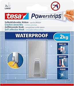 tesa Powerstrips Waterproof Haken L metall rechteckig
