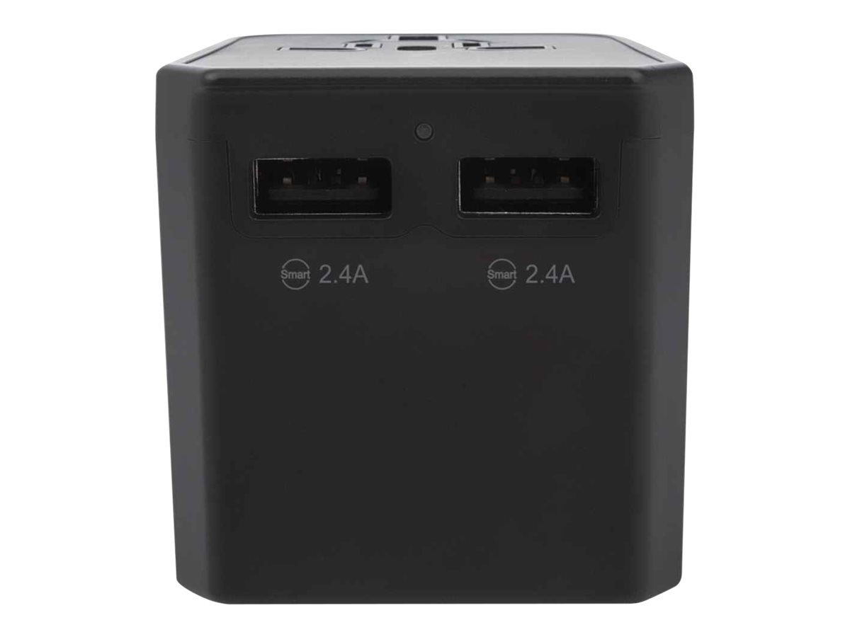 Manhattan Wall/Power Travel Adapter, Wall Charger plus 1x USB-C and 3x USB-A Ports, For use with plugs from Europe, UK, USA and Australia (in over 210 countries)
