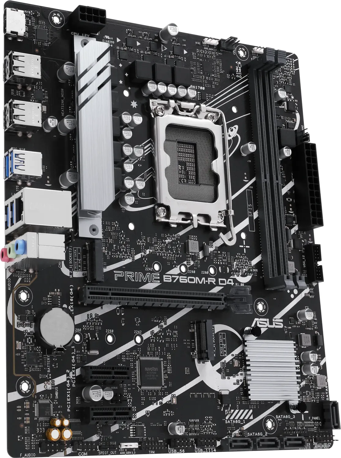 ASUS PRO B760M-R D4 - Motherboard - micro ATX - LGA1700-Sockel - B760 Chipsatz - USB 3.2 Gen 1 - 2.5 Gigabit LAN - Onboard-Grafik (CPU erforderlich)