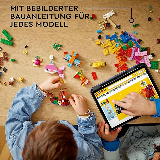 LEGO 11018 Classic Kreativer Meeresspaß, Kreativ-Set mit Bausteinen für Kinder ab 4 Jahre mit Wal, Schilldkröte und Seepferdchen                  11018