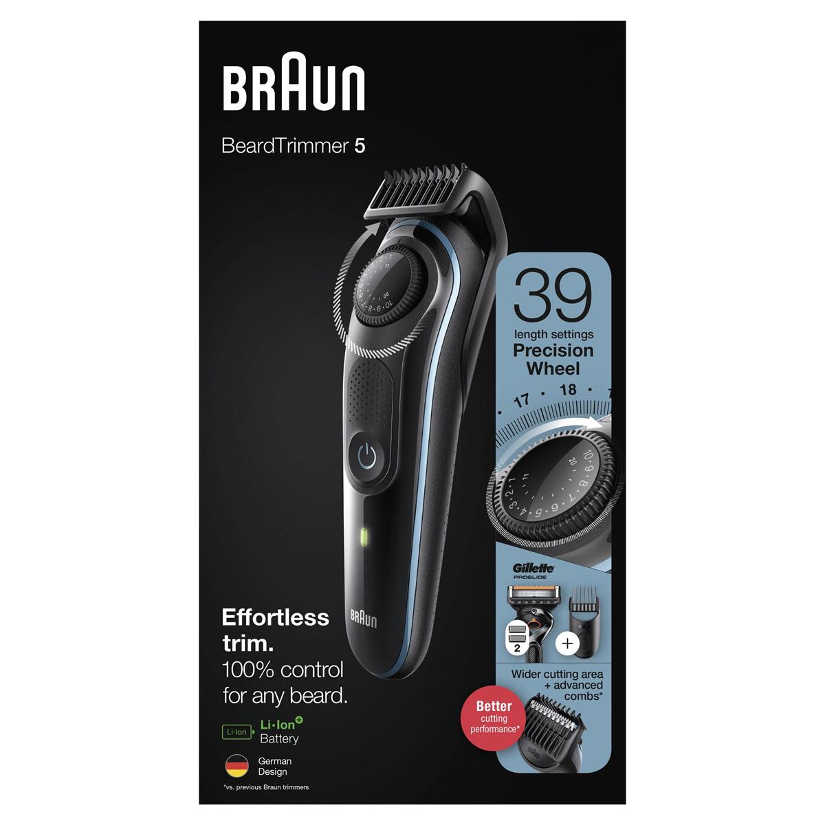 Braun BeardTrimmer 5 BT5340 Schwarz, Blau