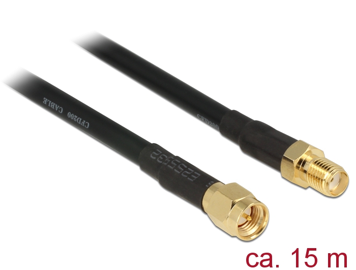 Delock Antennenkabel SMA Stecker > SMA Buchse CFD200 15 m low loss