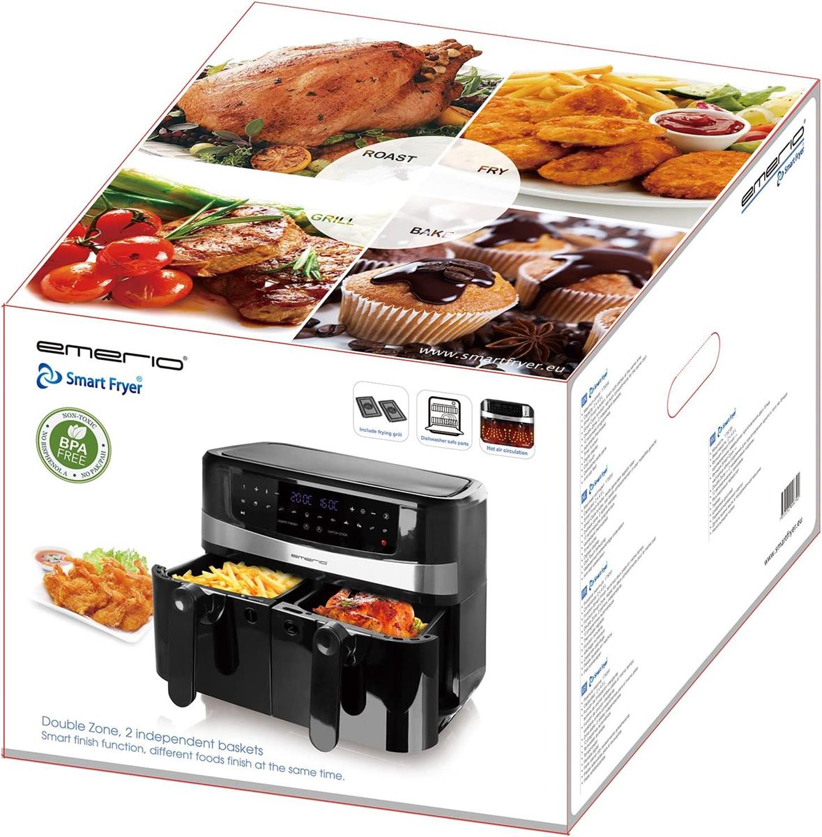 Emerio Heißluftfritteuse, Smart Fryer, 4,5+4,5L, Cool touch Emerio Heißluftfritteuse, Smart Fryer, 4,5+4,5L, Cool touch