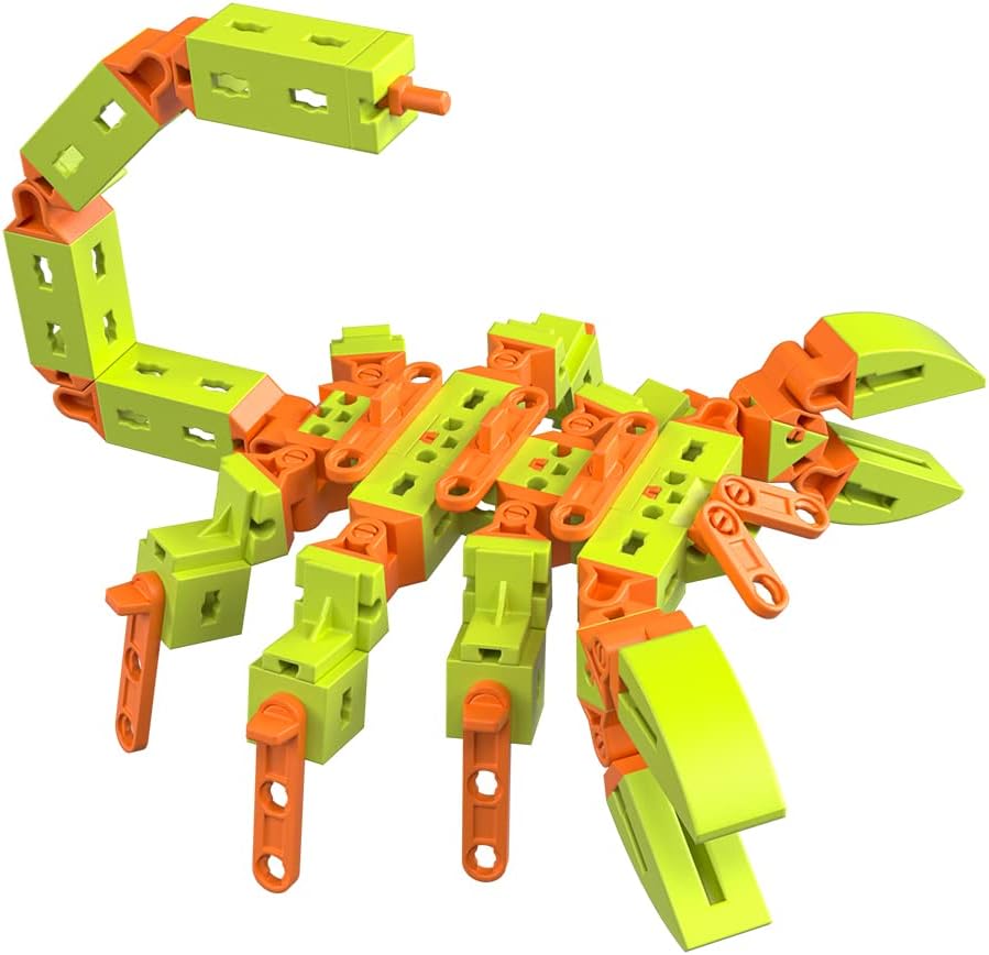 fischertechnik 563576 ADVANCED Animal Friends – Bausatz für Kinder ab 6 Jahren, Motorikspielzeug aus nachhaltigem Bio-Polyamid, mit 5 beweglichen Tiermodellen, Grün