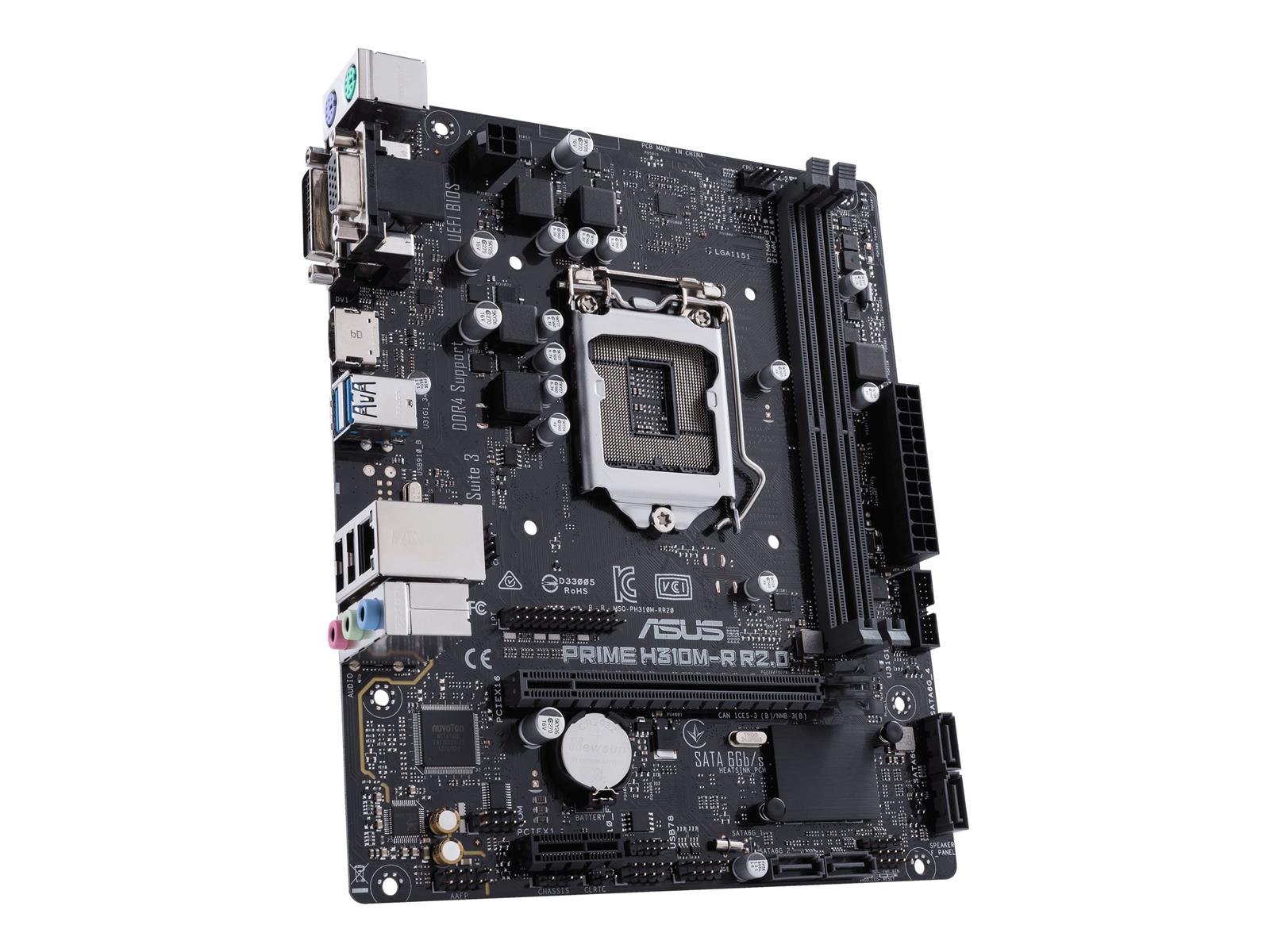 ASUS PRIME H310M-R R2.0 - Motherboard - micro ATX - LGA1151 Socket - H310 Chipsatz - USB 3.1 Gen 1 - Gigabit LAN - Onboard-Grafik (CPU erforderlich)