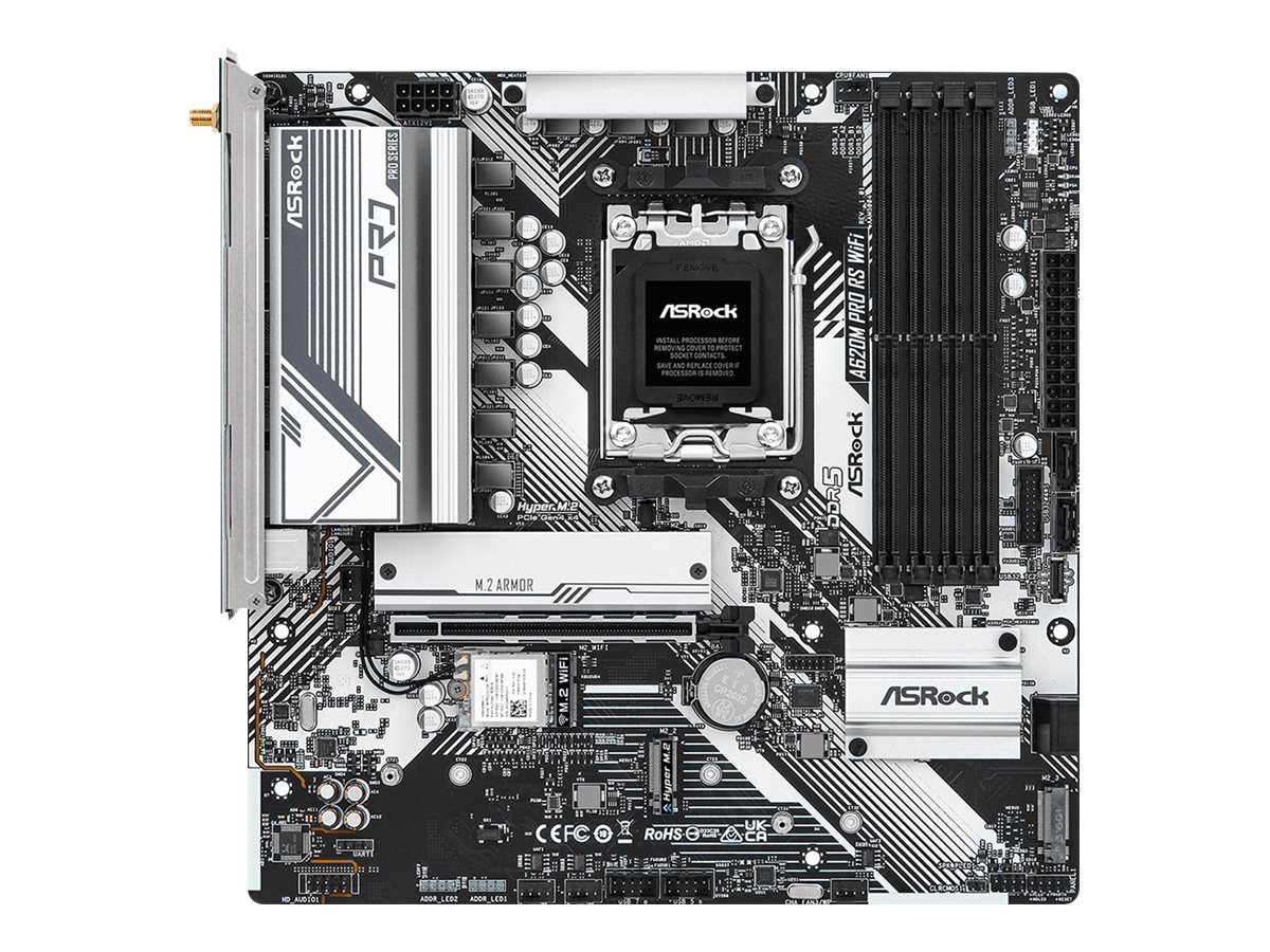 ASRock A620M PRO RS WIFI - Motherboard - micro ATX - Socket AM5 - AMD A620 Chipsatz - USB 3.2 Gen 1, USB-C 3.2 Gen 1 - Gigabit LAN, Wi-Fi 6 - Onboard-Grafik (CPU erforderlich) ASRock A620M PRO RS WIFI - Motherboard - micro ATX - Socket AM5 - AMD A620 Chipsatz - USB 3.2 Gen 1, USB-C 3.2 Gen 1 - Gigabit LAN, Wi-Fi 6 - Onboard-Grafik (CPU erforderlich)