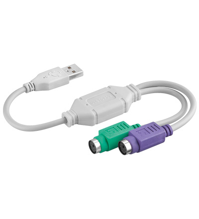 Alcasa USB A - 2 x PS/2 PS/2-Kabel 0,2 m 2x 6-p Mini-DIN Weiß