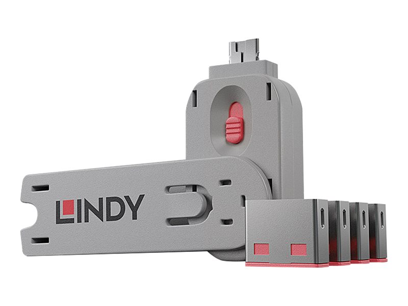 Lindy 40450 Schnittstellenblockierung Schnittstellenblockierung + Schlüssel USB Typ-A Pink Acrylnitril-Butadien-Styrol (ABS) 5 Stück(e)