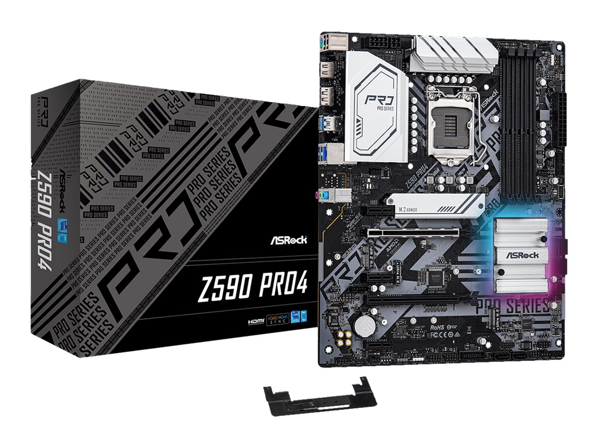 ASRock Z590 Pro4 - Motherboard - ATX - LGA1200-Sockel - Z590 Chipsatz - USB 3.2 Gen 1, USB 3.2 Gen 2, USB-C Gen 2x2 - 2.5 Gigabit LAN - Onboard-Grafik (CPU erforderlich) ASRock Z590 Pro4 - Motherboard - ATX - LGA1200-Sockel - Z590 Chipsatz - USB 3.2 Gen 1, USB 3.2 Gen 2, USB-C Gen 2x2 - 2.5 Gigabit LAN - Onboard-Grafik (CPU erforderlich)