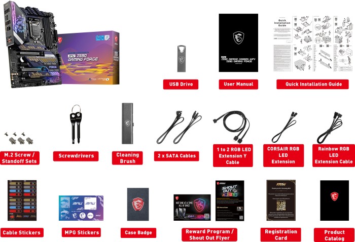 MSI MPG Z590 GAMING FORCE - Motherboard - ATX - LGA1200-Sockel - Z590 Chipsatz - USB-C Gen2, USB 3.2 Gen 1, USB 3.2 Gen 2, USB-C Gen 2x2 - 2.5 Gigabit LAN - Onboard-Grafik (CPU erforderlich)