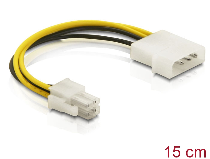 DeLOCK Cable P4 male > Molex 4pin male Mehrfarbig 0,13 m