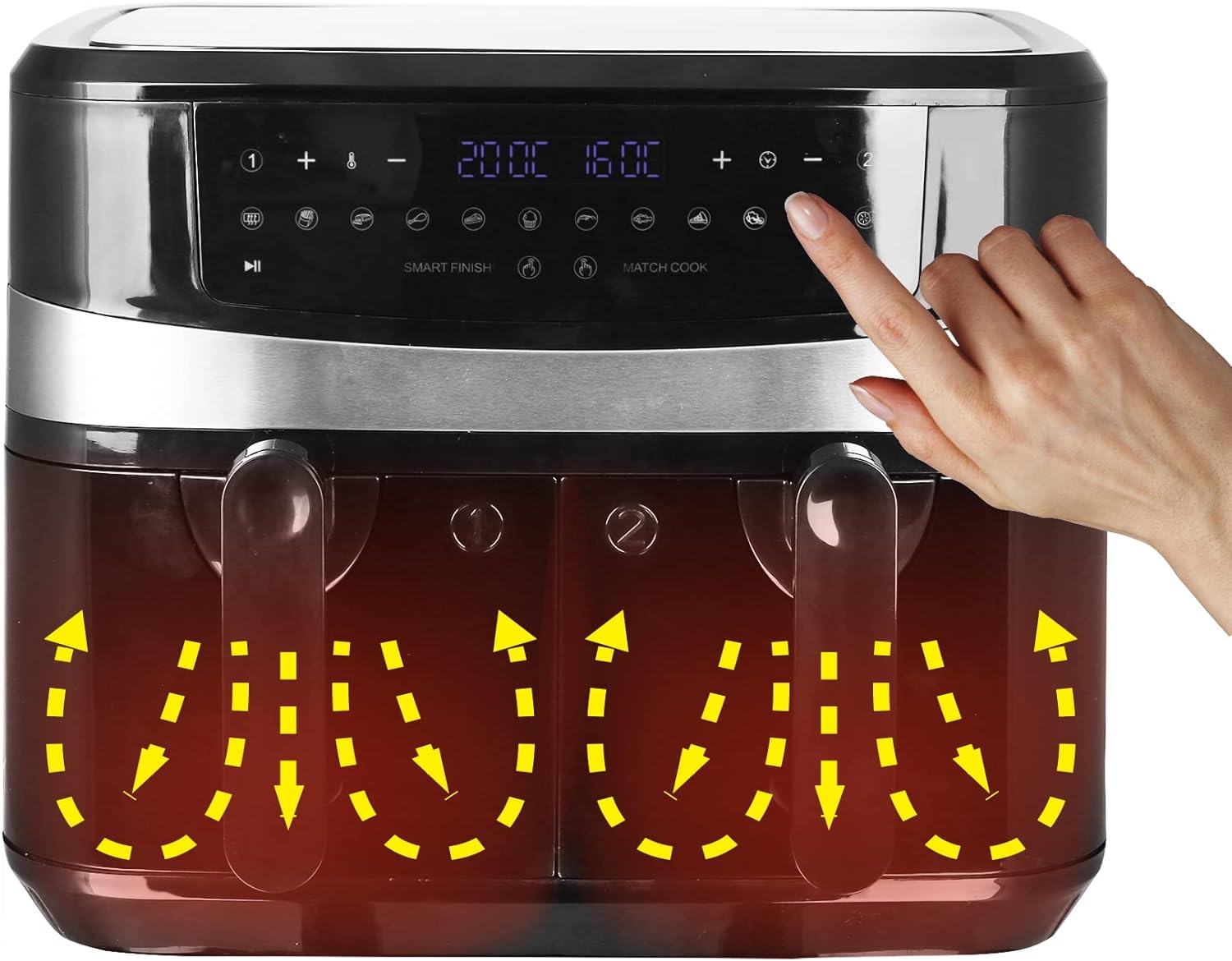 Emerio Heißluftfritteuse, Smart Fryer, 4,5+4,5L, Cool touch Emerio Heißluftfritteuse, Smart Fryer, 4,5+4,5L, Cool touch