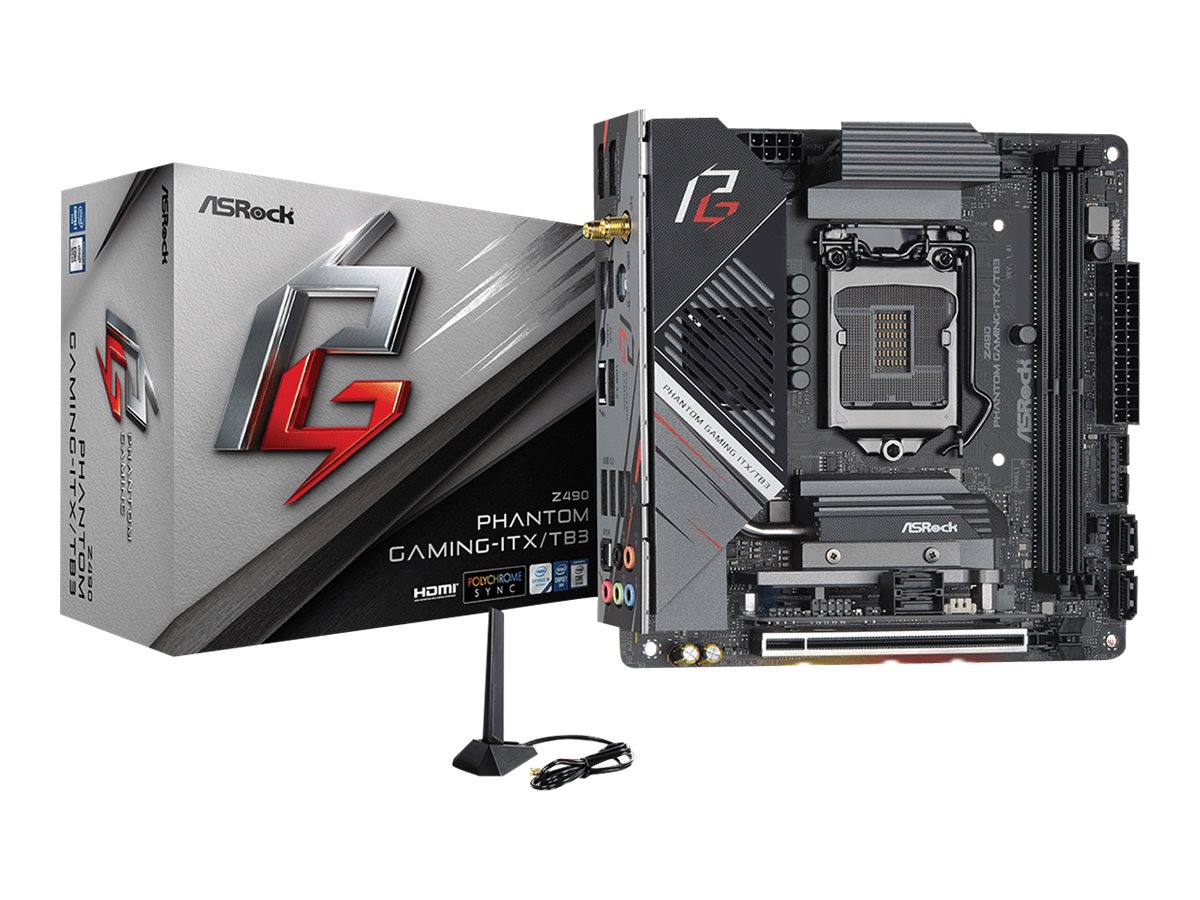 ASRock Z490 Phantom Gaming-ITX/TB3 - Motherboard - Mini-ITX - LGA1200-Sockel - Z490 Chipsatz - USB-C Gen2, USB 3.2 Gen 1, USB 3.2 Gen 2 - 2.5 Gigabit LAN, Wi-Fi, Bluetooth - Onboard-Grafik (CPU erforderlich)