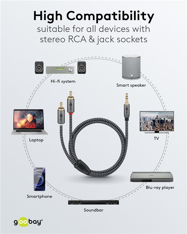 Audio Adapterkabel AUX, 3,5-mm-Klinke zu Stereo-Cinch-Stecker, 1 m Audio Adapterkabel AUX, 3,5-mm-Klinke zu Stereo-Cinch-Stecker, 1 m