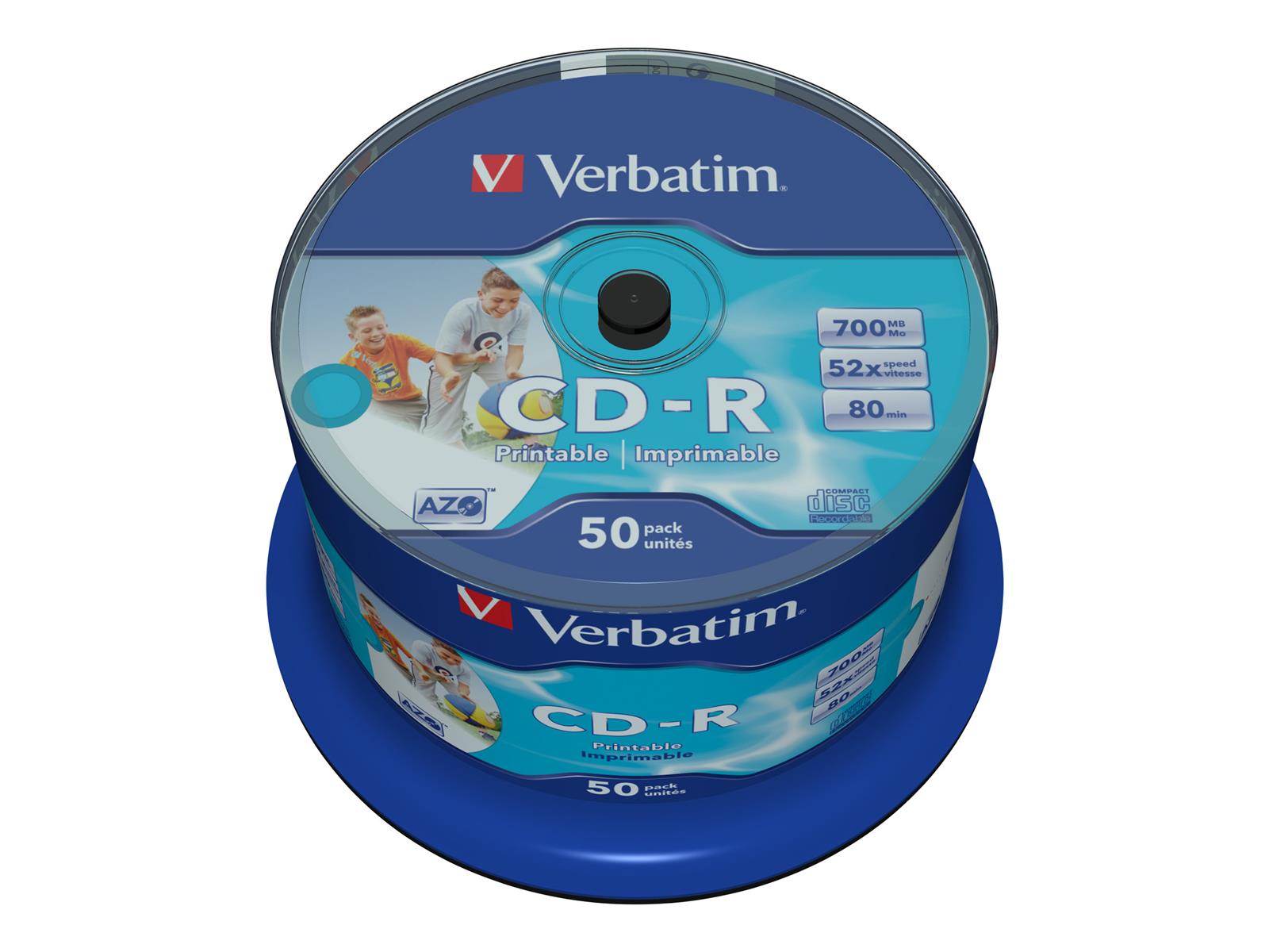 Verbatim CD-R AZO Wide Inkjet Printable no ID 700 MB 52x 50 Stück(e)