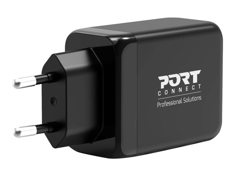 PORT Designs PORT Connect - Netzteil - GaN-Technologie - 65 Watt - 3.25 A - QC 3.0, PD 3.0 - 2 Ausgabeanschlussstellen (24 pin USB-C, USB Typ A)