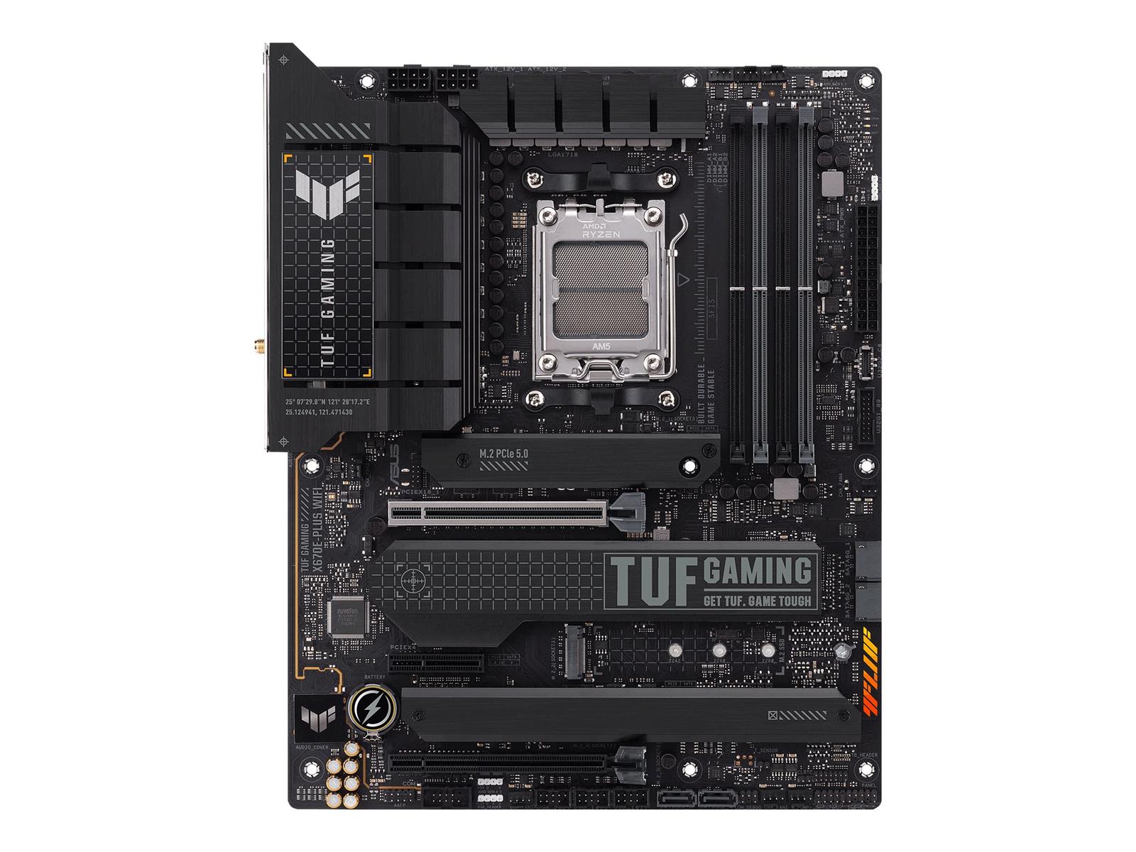 ASUS TUF GAMING X670E-PLUS WIFI - Motherboard - ATX - Socket AM5 - AMD X670E Chipsatz - USB-C 3.2 Gen2, USB-C Gen 2x2, USB 3.2 Gen 1, USB 3.2 Gen 2 - 2.5 Gigabit LAN, Wi-Fi 6, Bluetooth - Onboard-Grafik (CPU erforderlich)