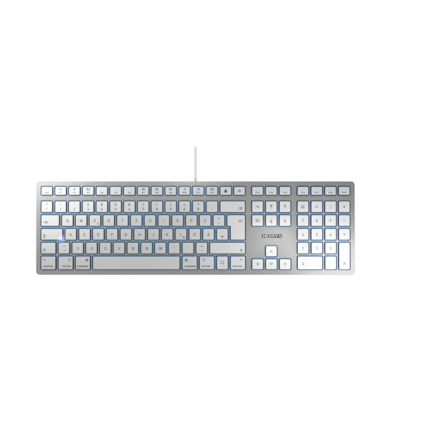 CHERRY KC 6000 SLIM Kabelgebundene Tastatur, Silber/ Weiß, USB (QWERTZ - DE)
