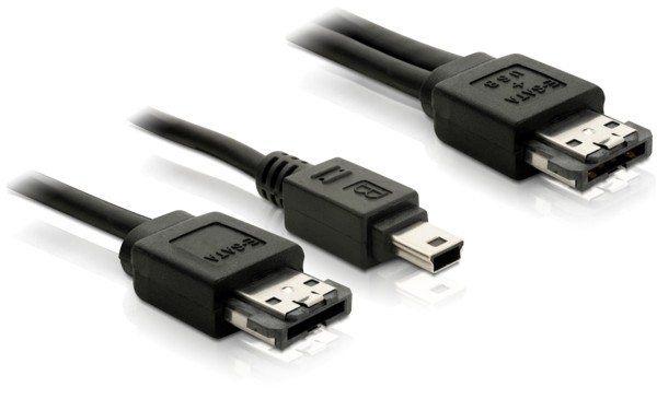 DeLOCK Power Over eSATA Y- cable > USB mini/eSATA male 1m USB Kabel Schwarz