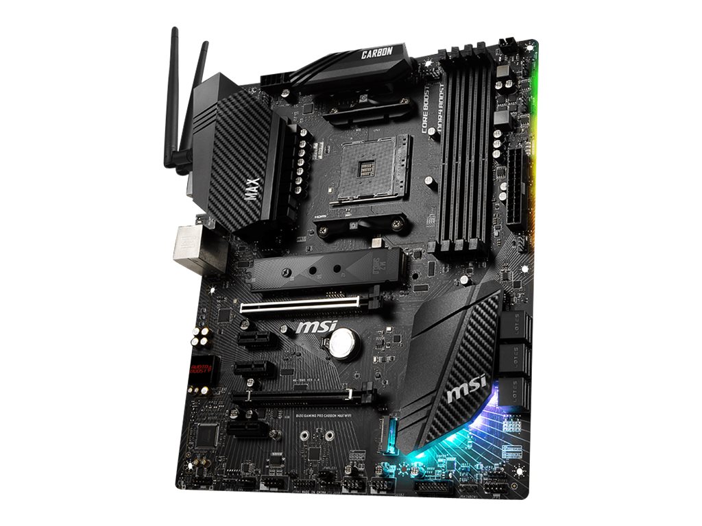 MSI B450 GAMING PRO CARBON MAX WIFI - Motherboard - ATX - Socket AM4 - AMD B450 Chipsatz - USB-C Gen2, USB 3.2 Gen 1, USB 3.2 Gen 2 - Bluetooth, Gigabit LAN, Wi-Fi - Onboard-Grafik (CPU erforderlich)