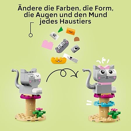 LEGO Classic Kreative Tiere, Box mit bunten Steinen, Baue Spielzeug-Tierfiguren aus Bausteinen wie Hund, Katze, Hase, Hamster und Vogel, Konstruktionsspielzeug für Jungs und Mädchen ab 5 Jahren 11034