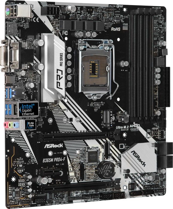 ASRock B365M Pro4-F - Motherboard - micro ATX - LGA1151 Socket - B365 Chipsatz - USB 3.2 Gen 1 - Gigabit LAN - Onboard-Grafik (CPU erforderlich) ASRock B365M Pro4-F - Motherboard - micro ATX - LGA1151 Socket - B365 Chipsatz - USB 3.2 Gen 1 - Gigabit LAN - Onboard-Grafik (CPU erforderlich)