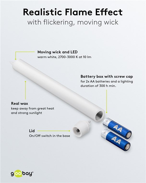 5er-Set weiße LED-Echtwachs-Stabkerzen, inkl. Fernbedienung
