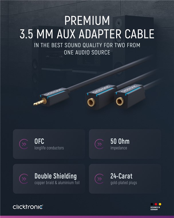 3,5-mm-AUX-Adapterkabel, stereo 3,5-mm-AUX-Adapterkabel, stereo