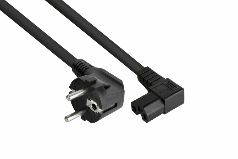 Kabelmeister SK0151-S018 Stromkabel Schwarz 1,8 m Netzstecker Typ E+F IEC C15