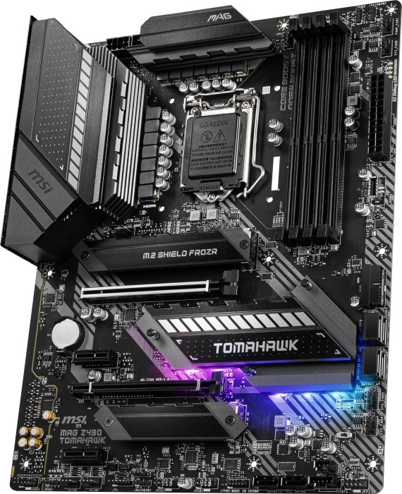 MSI MAG Z490 TOMAHAWK - Motherboard - ATX - LGA1200-Sockel - Z490 Chipsatz - USB-C Gen1, USB 3.2 Gen 1, USB 3.2 Gen 2, USB-C Gen 2x2 - Gigabit LAN, 2.5 Gigabit LAN - Onboard-Grafik (CPU erforderlich)