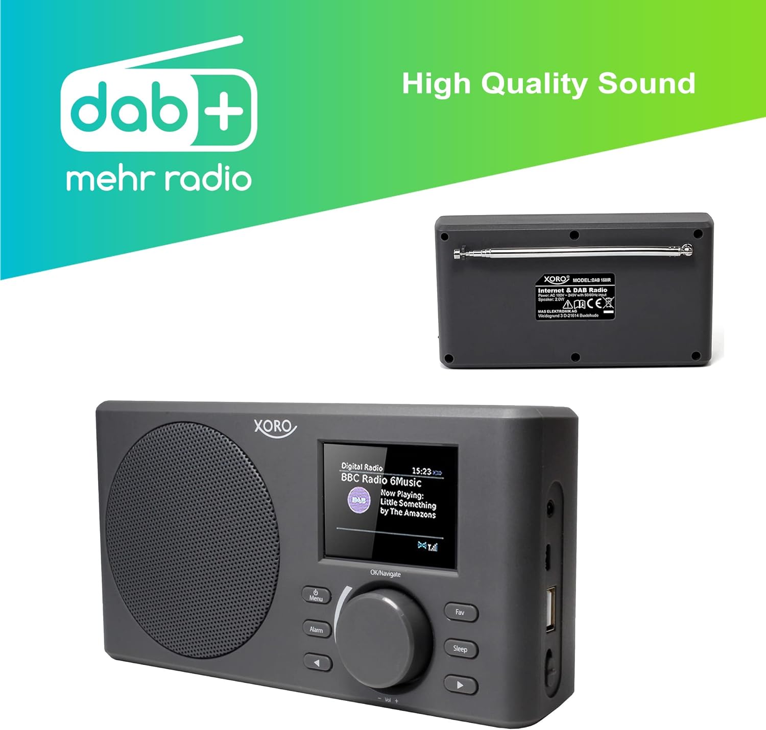 XORO DAB 150 IR - Tragbares Internet, DAB+ & UKW Radio mit Spotify Connect, integriertem Akku, WLAN b/g/n, USB 2.0 Media Player, APP Steuerung, Kopfhörerausgang XORO DAB 150 IR - Tragbares Internet, DAB+ & UKW Radio mit Spotify Connect, integriertem Akku, WLAN b/g/n, USB 2.0 Media Player, APP Steuerung, Kopfhörerausgang