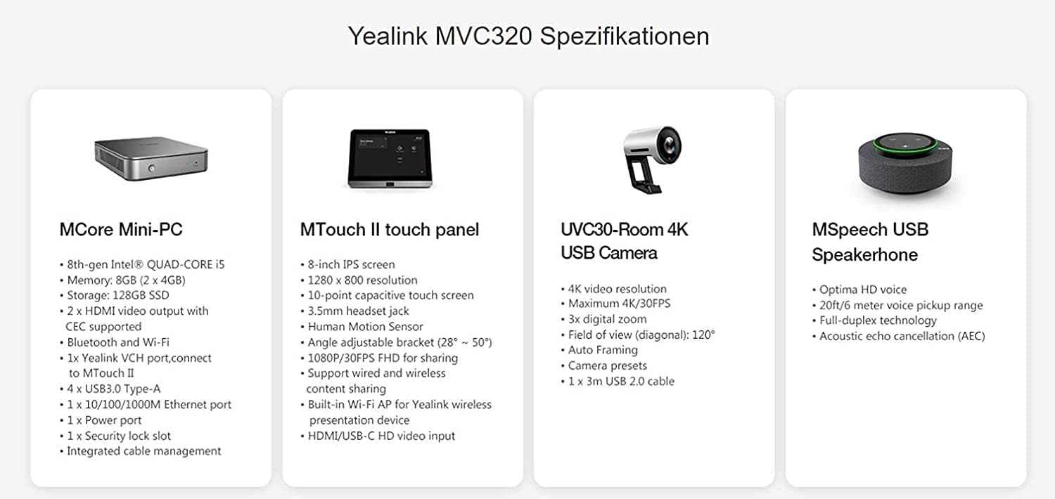 Yealink MVC320 Videokonferenzsystem Eingebauter Ethernet-Anschluss Gruppen-Videokonferenzsystem Yealink MVC320 Videokonferenzsystem Eingebauter Ethernet-Anschluss Gruppen-Videokonferenzsystem