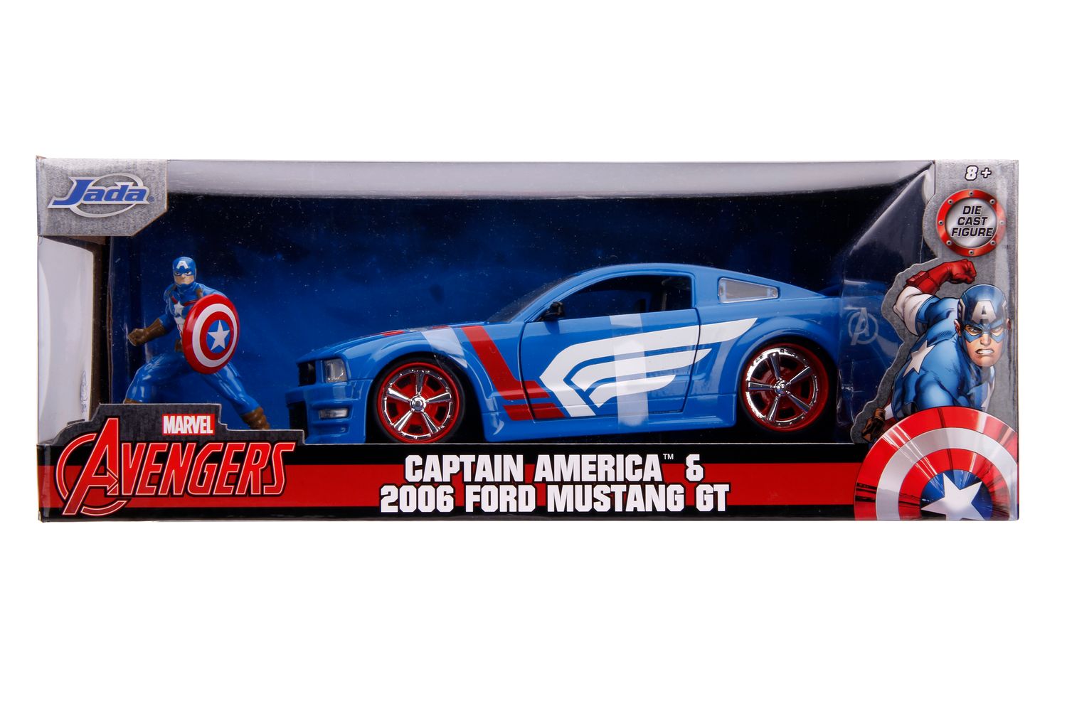 Jada Toys 253225007 - Marvel Captain America 2006 Ford Mustang GT, 1:24 - Modellauto