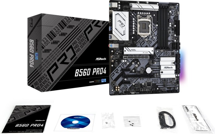ASRock B560 Pro4 - Motherboard - ATX - LGA1200-Sockel - B560 Chipsatz - USB-C Gen1, USB 3.2 Gen 1 - Gigabit LAN - Onboard-Grafik (CPU erforderlich)