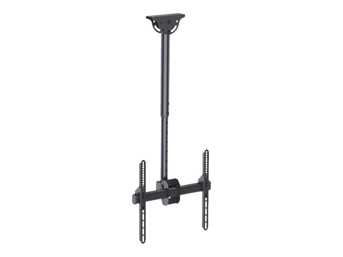 Techly Befestigungskit (Deckenmontage, Montageklammer, Teleskopstange) - für Flachbildschirm - Stahl - Schwarz - Bildschirmgröße: 81.3-139.7 cm (32"-55")