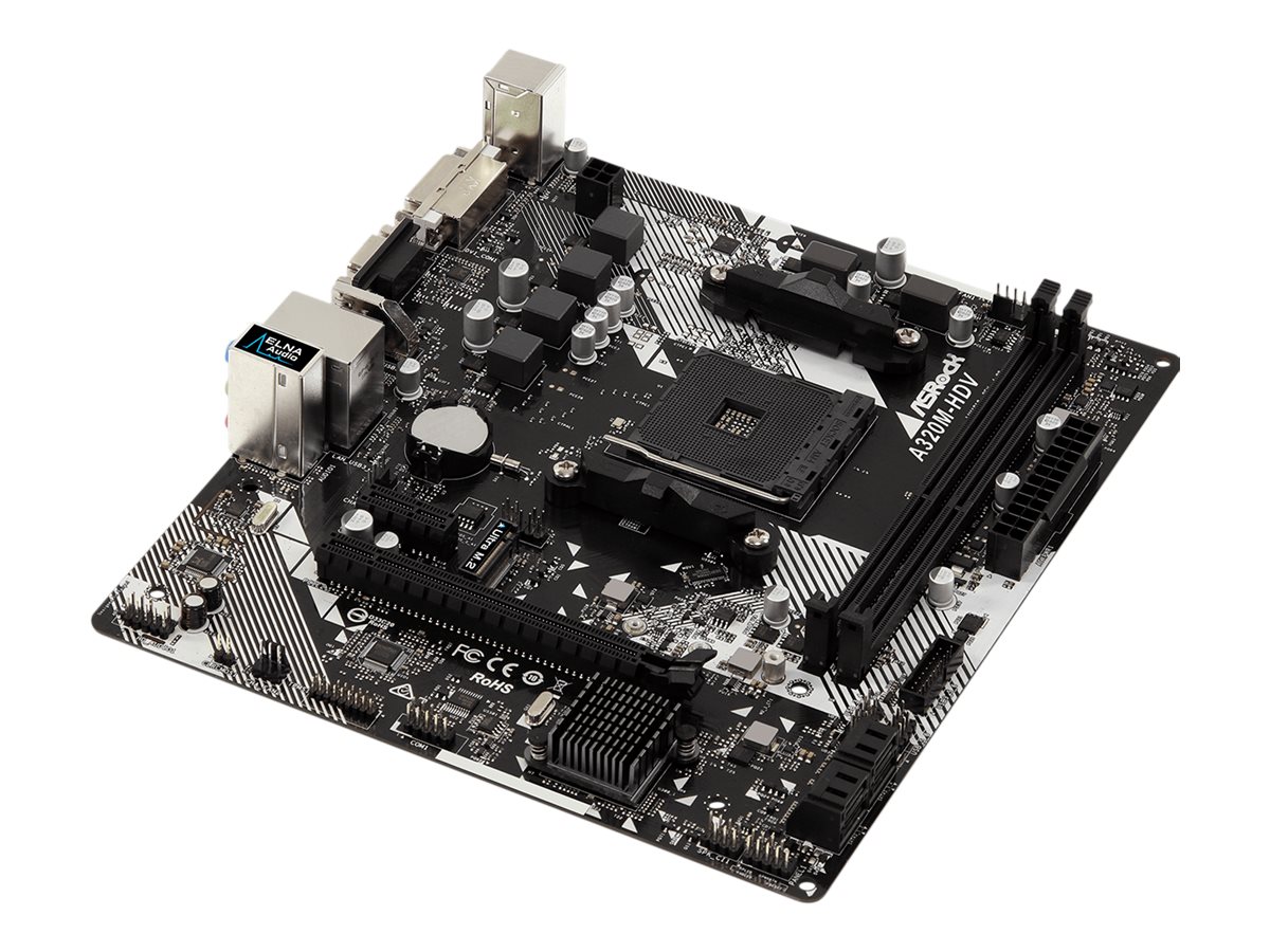 ASRock A320M-HDV R4.0 - Motherboard - micro ATX - Socket AM4 - AMD A320 Chipsatz - USB 3.1 Gen 1 - Gigabit LAN - Onboard-Grafik (CPU erforderlich) ASRock A320M-HDV R4.0 - Motherboard - micro ATX - Socket AM4 - AMD A320 Chipsatz - USB 3.1 Gen 1 - Gigabit LAN - Onboard-Grafik (CPU erforderlich)