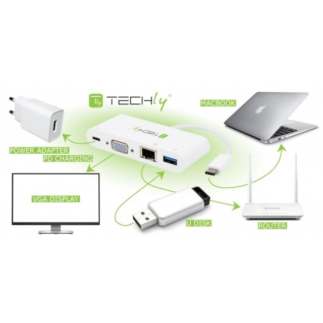 Techly Externer Videoadapter - USB-C 3.1 - VGA